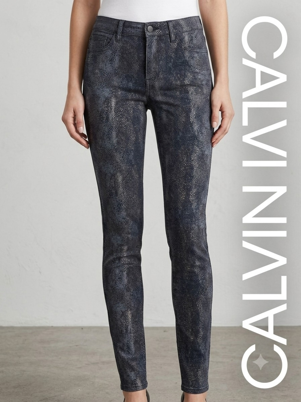 Calvin Klein High-Rise Python-Print Ankle Skinny Jeans Size 6